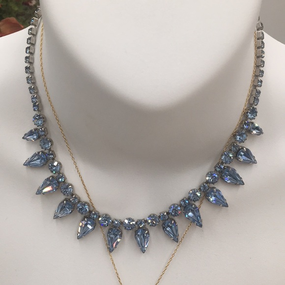 Vintage Light Blue Rhinestone Necklace 🧿 - Picture 2 of 5